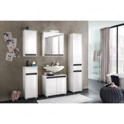 Trendteam Meuble sous vasque Sol I - Blanc brillant / Blanc -Meubles de salle de bain Soldes 2022 waschbeckenunterschrank sol i hochglanz weiss weiss 5080348