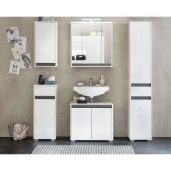 Trendteam Armoire suspendue Sol - Blanc brillant / Blanc -Meubles de salle de bain Soldes 2022 waschbeckenunterschrank sol i hochglanz weiss weiss 5080352 1