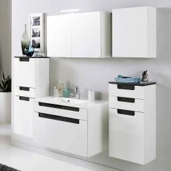 Giessbach Meuble lavabo Laris I - Blanc brillant / anthracite -Meubles de salle de bain Soldes 2022 waschtisch laris i hochglanz weiss anthrazit 341015